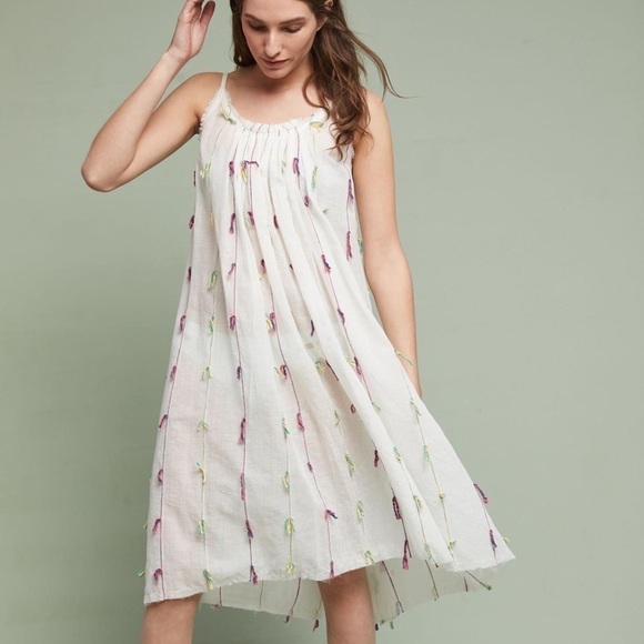 NWT Anthropologie De La Mer 1981 Tasseled Cover Up Midi White Dress - Picture 2 of 15